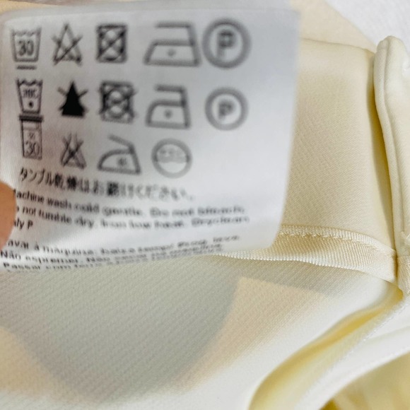 Escada Turka Buckle Hem Cropped Trousers Cream Off White Pants Flat Front Sz 14 - Picture 13 of 14